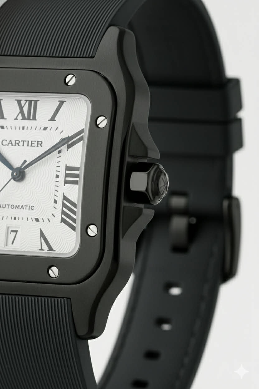 Montre Homme Automatique Cartier – Boîtier Noir & Bracelet Caoutchouc