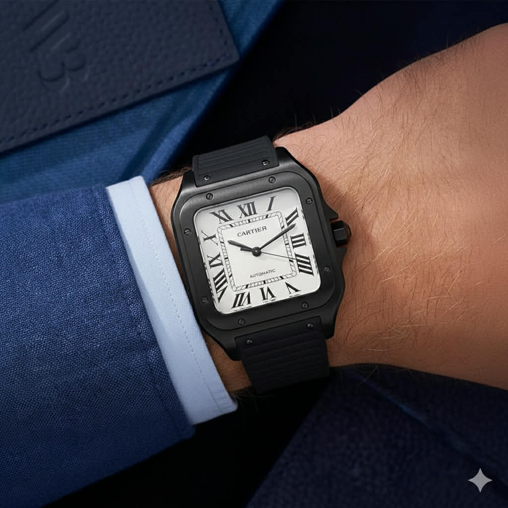 Montre Homme Automatique Cartier – Boîtier Noir & Bracelet Caoutchouc