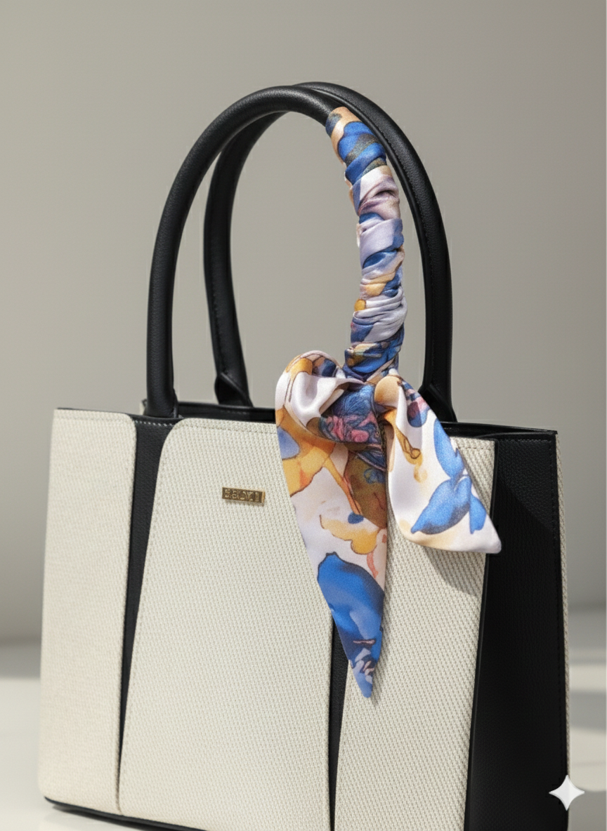 Sac à main beige et noir