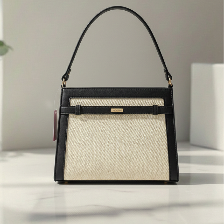 Sac à main beige et noir chic