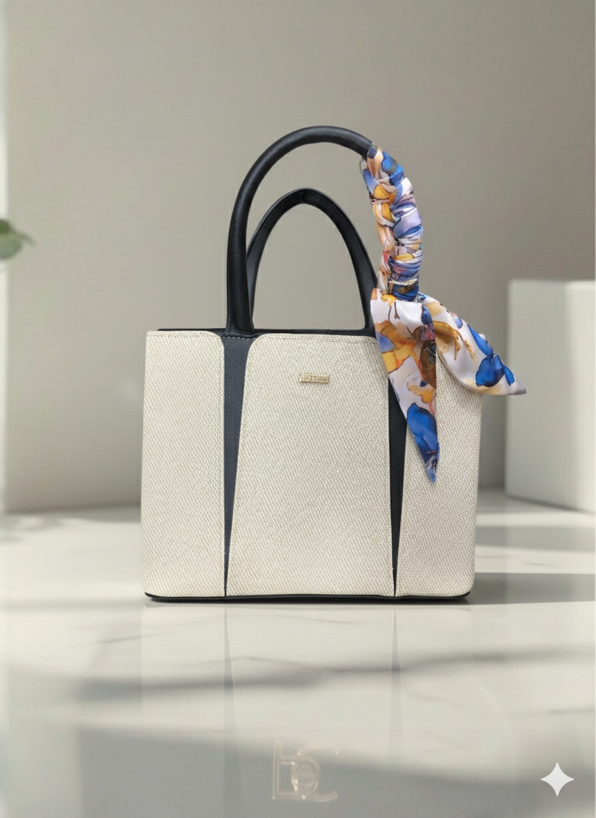 Sac à main beige et noir