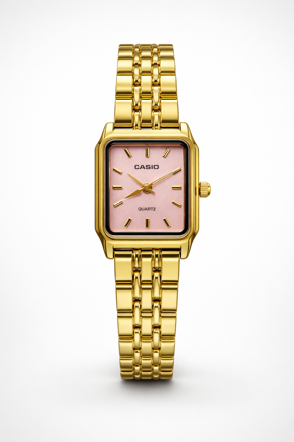 Montre Casio Quartz doré élégante _ cadran rose