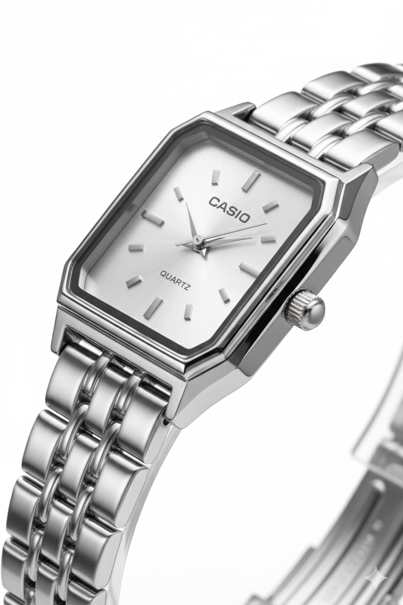 Montre Casio vintage rectangulaire gris en acier