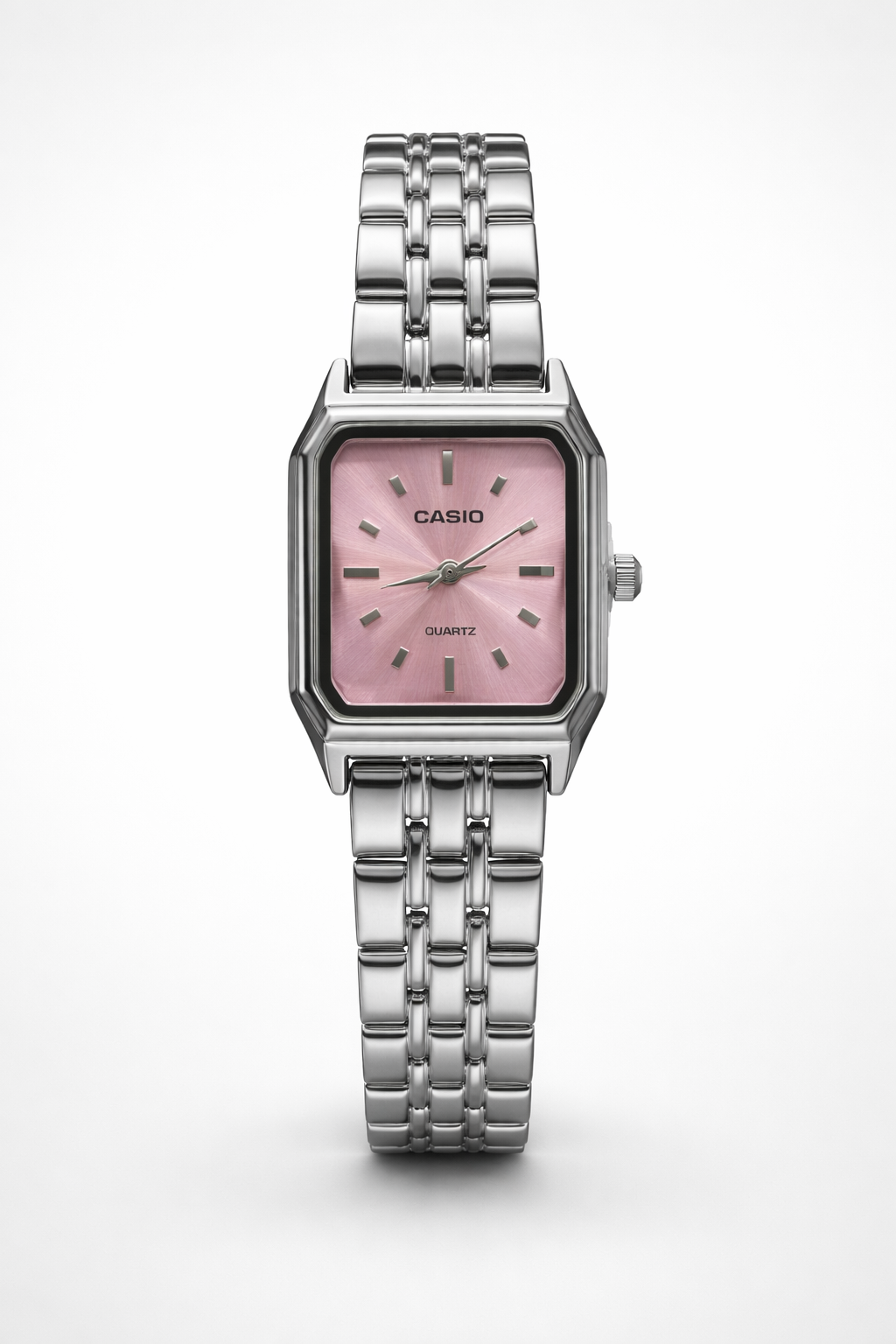 Montre Casio vintage rectangulaire rose en acier