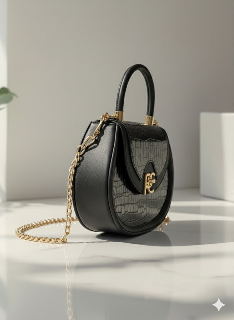 Sac à main demi-lune noir