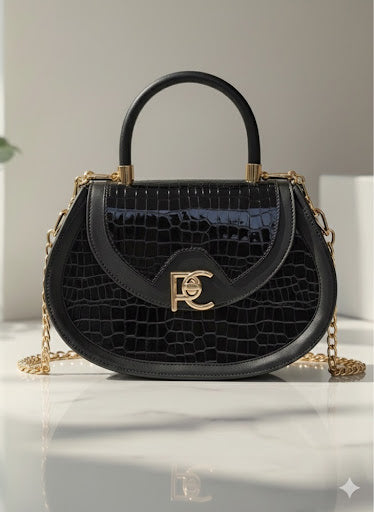 Sac à main demi-lune noir